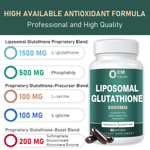 OEM Liposomal Glutathion 2000mg Kapseln L-Glutathion Kollagen für Erwachsene Haut aufhellung Aufhellung Aufhellung - Product Image 4