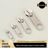 Tirettes de fermeture éclair métalliques non verrouillables n° 3, 5, 8, 10, curseur long pour bagages, sacs d'école, housses de couette ; Couleurs argent et noir