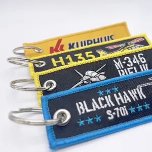 Porte-clés en broderie d'avion personnalisé, logo personnalisé, Souvenir en tissu tissé, étiquette clé