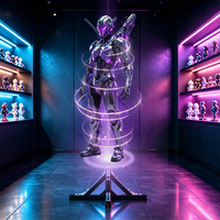 Ventilateur Holographique 3D sur Pied 1*3, 45CM, Mur Vidéo Holographique à Vision Directe, Affichage Publicitaire WiFi Bluetooth