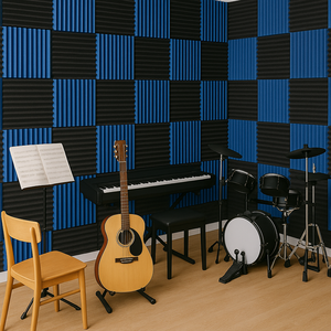 Paneles de espuma acústica de PU | Azulejos de pared insonorizados azul-negro para sala de juegos, cine en casa, cine y sala de medios - Product Image 5