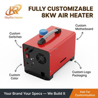 Chauffage de stationnement diesel automatique OkyRie AX81H 12V 24V 8-10KW à haute efficacité avec échangeur de chaleur pour cabine de camion