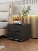 Nueva Mesita de Noche Moderna Minimalista Estilo Crema, Totalmente de Madera Maciza con Cajón