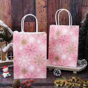 Sac en papier kraft biodégradable personnalisable avec poignée, style festif, pour emballage cadeau de vêtements, motif imprimé - Product Image 3