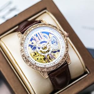 Simple Numéro 6 Et Numéro 12 24 Heures Gravé Fleurs Cas 360 Squelette No Tourbillon Montre Automatique AOKULASIC - Product Image 4