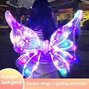 <b>Light</b> Moving Butterfly Plastic Motorized <b>Fairy</b> Princess Wings Kids Children's Day Angel Role Play Costume Electric Wings - Product Image 3