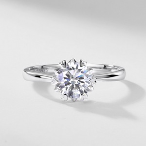 Cincin Pertunangan <span class=keywords><strong>Solitaire</strong></span> 6 Prong Berlian Buatan Laboratorium Warna D VVS1 Perak Sterling S925 - Product Image 2