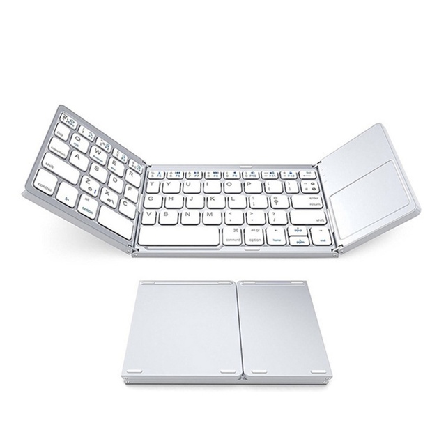 China Wholesale Foldable Mini Wireless Keyboard Trackpad Keyboard Supports Three System Foldable Thin Mini Blue Tooth Keyboard