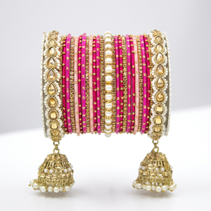 Juego de Brazaletes de Novia Geométricos de Acero Inoxidable Tradicionales, Joyería India de Diseño para la Boda de la Novia - Product Image 1