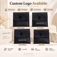 Pochette à bijoux en cuir PU noir de qualité supérieure avec fermoir cœur pour bagues, boucles d'oreilles et pièces de monnaie, personnalisable avec logo OEM/ODM, directement de l'usine