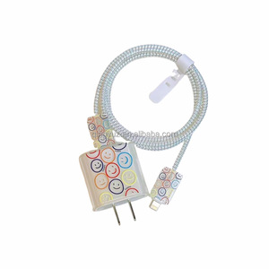 4pcs Dễ Thương <span class=keywords><strong>3D</strong></span> phim hoạt hình PVC bảo vệ cáp cho Apple iPhone/<span class=keywords><strong>iPad</strong></span> 18W/20W sạc trường hợp dây điện thoại tổ chức làm Silicone cao su - Product Image 6