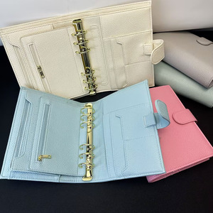 Nouvel organiseur de classeur à feuilles mobiles durable pour usage quotidien, portable, A6, bleu clair, avec couverture portefeuille en grain de litchi - Product Image 2