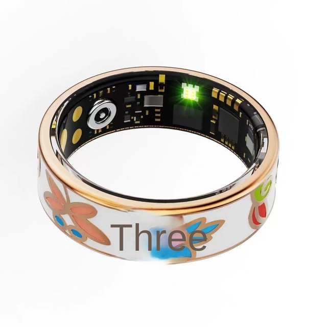 Enamel Gold Plated Case Smart Ring Heart Rate Tracker Sleep Monitoring Sports Pedometer Waterproof Wireless Charging 11-30 Days