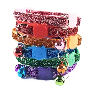 Shining Fabric Cat Breakaway Safe Collars Cute Small Colorful Head Buckle