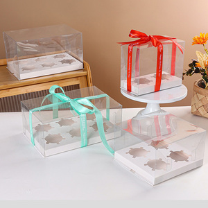 Tùy chỉnh 2 4 6 12 lỗ <span class=keywords><strong>cupcake</strong></span> bao bì hộp Muffin ly macaroon bánh quy Đóng gói hộp rõ ràng bánh Hộp bao bì - Product Image 5