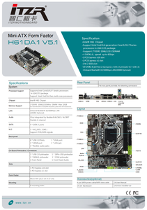 Placa Base para Computadora H61 M.2, LGA1155 OEM, Placa Base de Escritorio para PC, DDR3 DIMM ATX, para CPU de 2.ª/3.ª Generación - Product Image 2