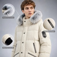 Manteau d'hiver rembourré imperméable pour homme avec capuche en fausse fourrure amovible, vêtement d'extérieur isolé avec poches zippées