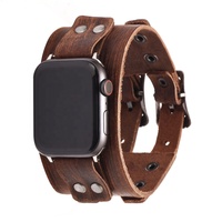 Tan marron noir double boucle lisse bracelet de montre en cuir véritable pour iwatch ultra 1 2 3 4 5 6 7 8 apple watch bracelet en cuir