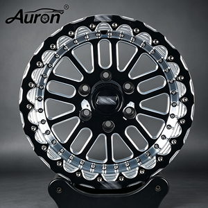 Jante en alliage multi-rayons Auron 5.5x15 Noir brillant avec lèvre usinée monobloc pour voitures particulières - Product Image 3