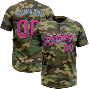 Maillot de softball personnalisé camouflage rose avec numéro, vêtement de baseball unisexe, anti-humidité, impression par sublimation - Product Image 1