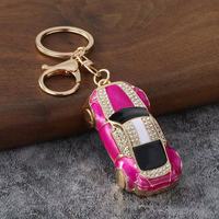 Porte-clés de voiture de sport en strass, pendentif créatif en émail mini modèle de voiture, breloque de sac en métal, décoration de sac à dos pour femme, promotionnel