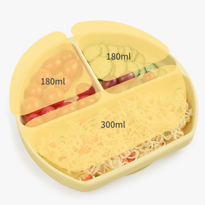 Accessoires de repas et d'alimentation : Ensemble de vaisselle bébé en silicone 10 pièces avec bavoir à ventouse, cuillère et assiette - Product Image 3