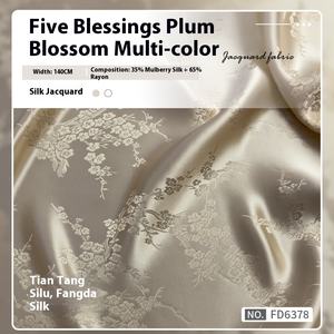 Nouveau Tissu Jacquard Soie Prune Ouvert <span class=keywords><strong>Wufu</strong></span> 30 MM 140 CM en Rayonne/Viscose/Soie, Poids Moyen, Respirant, pour Chemise et Robe Cheongsam FD6378 - Product Image 4