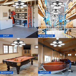 6500K LED garaj lamba E27 ışık kafa deforme katlanır ayarlanabilir tavan lambası atölye ışıkları depo spor fabrika için - Product Image 6