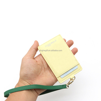 Regalo Promocional de Moda para Hombres y Mujeres, Cordón Corto Amarillo de Cuero para Tarjetas de Identificación, Portadocumentos, Cartera con Logotipo Personalizado