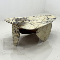 Meubles Gainsville Meubles en pierre Table jaune Socle bas en marbre Salon Table de luxe naturelle personnalisée Design