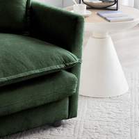 Fauteuil de lecture individuel en chenille verte, rembourré, avec assise profonde et coussin décoratif pour salon