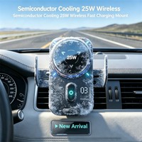 Soporte Refrigerador para Teléfono con Luz RGB y Cargador Inalámbrico de 25W para Coche, Accesorios Populares para Teléfonos