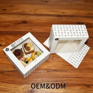 Custom FSC torta bianca con coperchio in PVC per finestra, laminazione opaca e stampa CMYK per ciambelle Brownie confezione per Dessert - Product Image 5