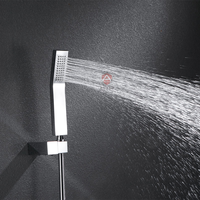 AMAXO Support chromé pour pommeau de douche à main pour salle de bain Support de connecteur mural Bras de douche réglables