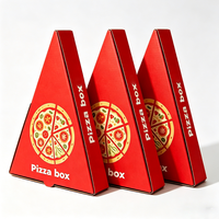 Kotak Pizza Segitiga 9 Inci Dua Tingkat untuk Satu Potong Pizza, Kemasan Kertas Kraft, Kotak Pizza Individual