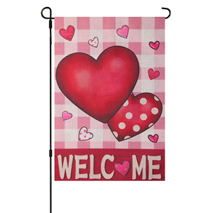 Bandera <span class=keywords><strong>de</strong></span> jardín <span class=keywords><strong>de</strong></span> arpillera con estampado digital <span class=keywords><strong>de</strong></span> doble cara <span class=keywords><strong>de</strong></span> 30x45cm, banderín I Love You para decoración festiva <span class=keywords><strong>de</strong></span> San Valentín - Product Image 1