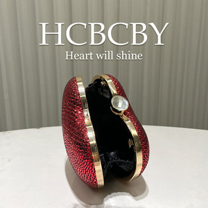 Elegant Women's Glam Red Mini Heart-Shaped Clutch <strong>Sparkling</strong> Evening <strong>Bag</strong> for Brides and Parties - Product Image 4
