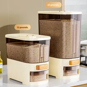 Distributeur de céréales hermétique en plastique transparent, <span class=keywords><strong>bac</strong></span> de rangement alimentaire pour l'organisation du garde-manger de cuisine, conteneur <span class=keywords><strong>à</strong></span> farine <span class=keywords><strong>empilable</strong></span> - Product Image 1