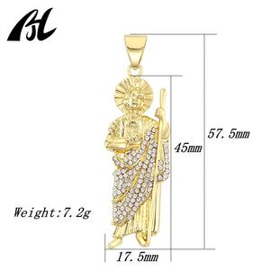 Haute qualité 14K & 18K plaqué or religieux Zircon pendentif à la mode San Judas collier attrayant alliage breloques pour hommes femmes - Product Image 6