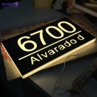 Enseigne de numéro de porte LED rétroéclairée 3D en acier inoxydable, enseigne de numéro de maison/hôtel lumineuse personnalisée pour la décoration murale de la maison/hôtel