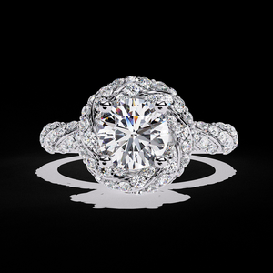 Anillo de Compromiso con Halo de Diamante Cultivado en Laboratorio de 0.80 Quilates, Estilo Vintage, Banda Trenzada de Oro de 14K, Joyería Nupcial Personalizada de la India - Product Image 2