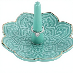 Bohemian Ceramic Mandala <b>Ring</b> <b>Holder</b> & Jewelry Dish-Medium Size Wedding <b>Engagement</b> Birthday Gift for Women & Couples (Green) - Product Image 2
