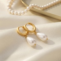 Boucles d'oreilles Novirassine rétro en acier inoxydable doré, créoles irrégulières avec perles, bijoux tendance du moment en ligne