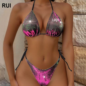 RUIQUWIN Vente en gros Maillots de bain sexy personnalisés pour femmes, ensemble 2 pièces push-up tendance, bikini dos nu, tenue de plage - Product Image 1