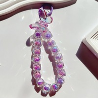 Cordon anti-perte pour téléphone, accessoires de lanière scintillante avec perles de cristal, bracelet porte-clés pour filles