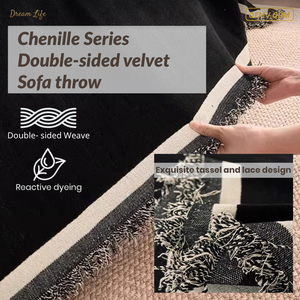 Plaid DLSofa en chenille, idéal toutes saisons, toucher haut de gamme, anti-adhérent aux poils, résistant aux griffures de chat, à rayures - Product Image 2