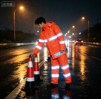 Ensemble de pluie haute visibilité durable et sûr avec veste et pantalon réfléchissants pour agents de circulation, agents de sécurité, travaux routiers et agents d'assainissement