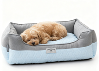 Yangyangpet Luxuriöses Samt-Hundebett mit Abnehmbarem Waschbarem Bezug, Polyurethan-Schaumstoff-Füllung, Dreieckige Form, Solides Cartoon-Design