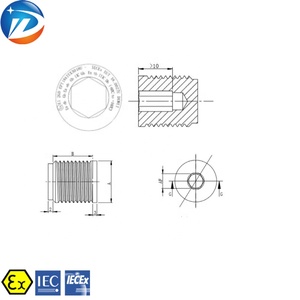 Tapón <span class=keywords><strong>de</strong></span> Rosca <span class=keywords><strong>Macho</strong></span> NPT Métrico G IP66 <span class=keywords><strong>de</strong></span> Latón y <span class=keywords><strong>Acero</strong></span> <span class=keywords><strong>Inoxidable</strong></span>, Impermeable y a Prueba <span class=keywords><strong>de</strong></span> Explosiones, con Certificado ATEx IECEx - Product Image 4