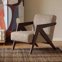 Fauteuil à bras en bois massif antique français avec housse en lin pour salon, villa, hôtel - Fauteuil d'appoint inclinable moderne de luxe léger
